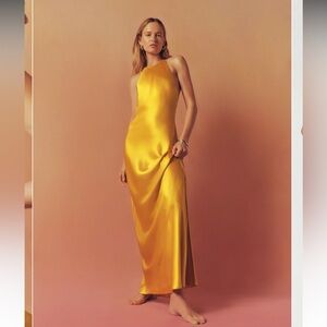 Reformation Jeany Silk Dress Turmeric - Size XS